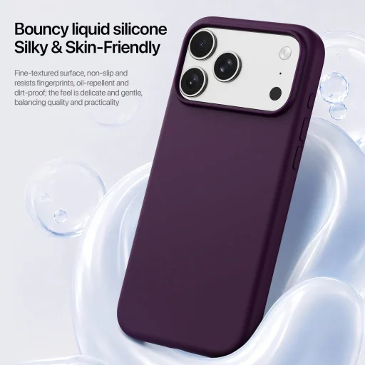  iPhone 18 Pro/17 Pro bordó DUX DUCIS PIEL folyékony szilikon, MagSafe-kompatibilis tok - 2