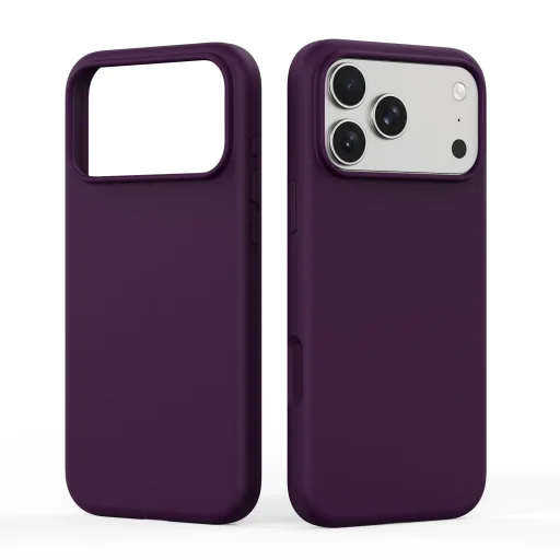  iPhone 18 Pro Max és iPhone 17 Pro Max DUX DUCIS PIEL MagSafe-kompatibilis folyékony szilikon tok, bordó - 1