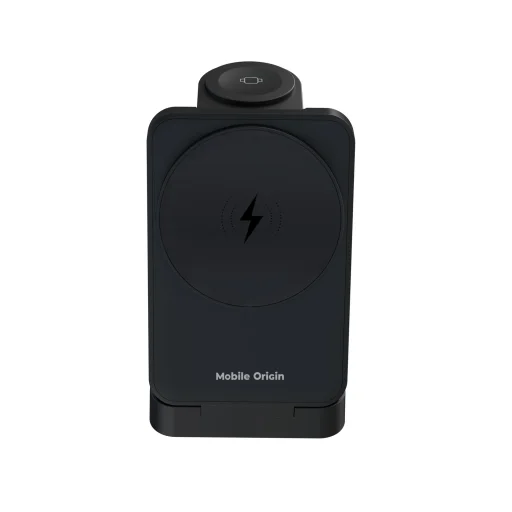 Mobile Origin PW28 3 v 1 skladací bezdrôtový nabíjací stojan so svetlom, čierny - 11