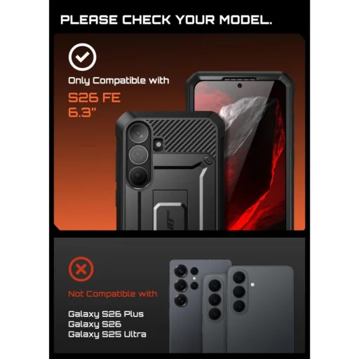 Ochranný kryt Supcase Unicorn Beetle Pro pre Samsung Galaxy S26 FE čierny - 11