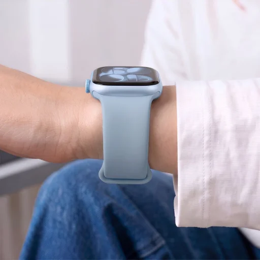 Apple Watch 8 / 9 / 10 / 11 / 12 / SE (40 / 41 / 42 mm) silikónový remienok Tech-Protect, rifľová modrá - 6