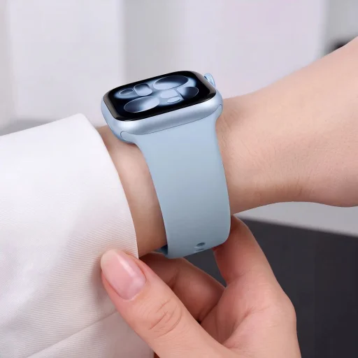 Apple Watch 8 / 9 / 10 / 11 / 12 / SE (40 / 41 / 42 mm) silikónový remienok Tech-Protect, rifľová modrá - 8