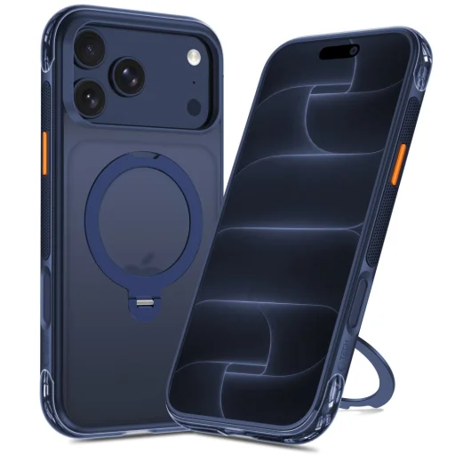 iPhone 17 Pro / 18 Pro Tech-Protect MagAir Stand MagSafe CC puzdro, matné tmavomodré - 2