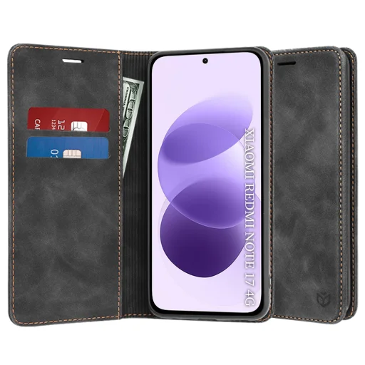  Xiaomi Redmi Note 17 4G / Redmi Note 17 5G fekete Techsuit Confy Cover könyvtok - 1