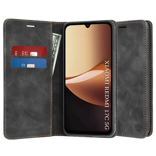  Xiaomi Redmi 17C 5G fekete Techsuit Confy Cover könyvtok - 1
