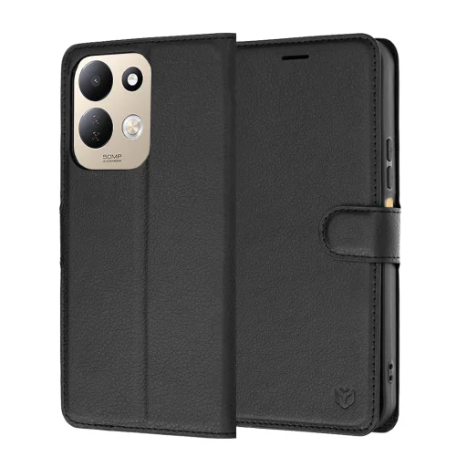 Xiaomi Redmi 17 4G / Redmi 17 5G čierne kožené knižkové puzdro Techsuit - 1