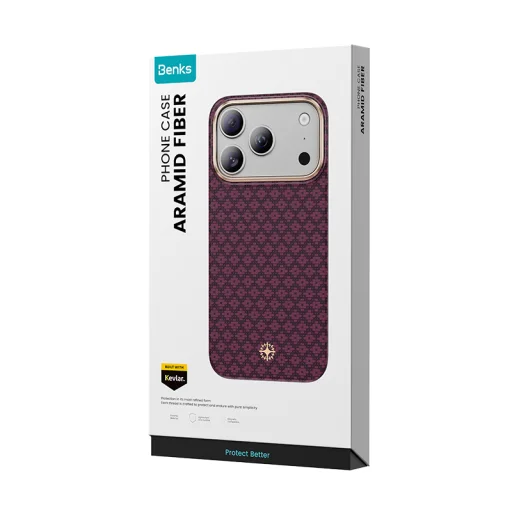 iPhone 18 Pro Max/17 Pro Max bordó Benks Armor Air Armor Grid 600D Kevlar® mágneses tok fémkerettel (C.K.FL.AP.JX.0073) - 14