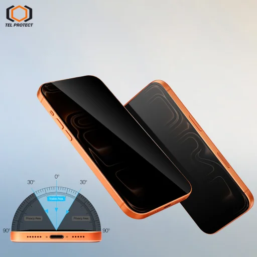  iPhone 18 Pro Tel Protect 6D fekete betekintésgátló edzett üveg, teljes felületén tapadó, 2 db - 4