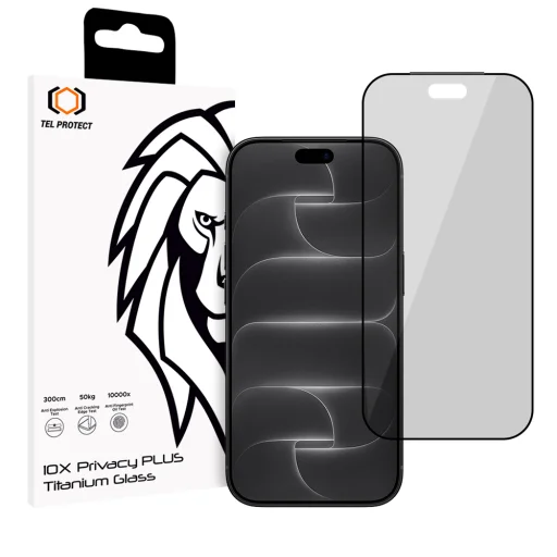  iPhone 18 Pro Max betekintésgátló edzett üveg – Tel Protect 10X Privacy Plus Titanium - 1