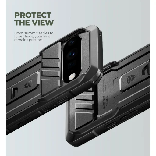 Google Pixel 11 Pro XL Dexnor Full Body nárazuvzdorné puzdro s posuvným krytom fotoaparátu, zabudovanou ochranou displeja a stojanom, čierne - 5