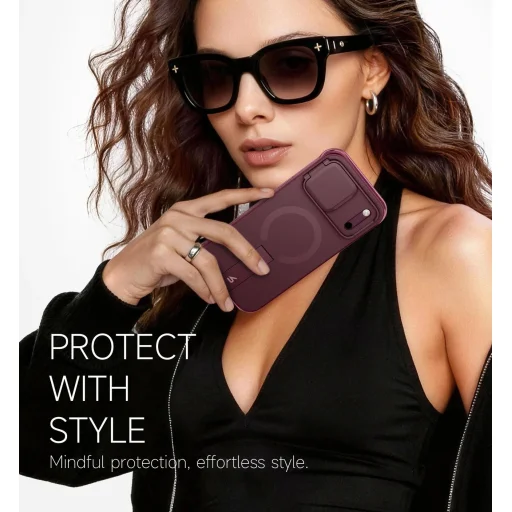 iPhone 18 Pro Max Suritch AirBounce Burgundy nárazuvzdorný kryt s ochranou fotoaparátu a stojanom - 6