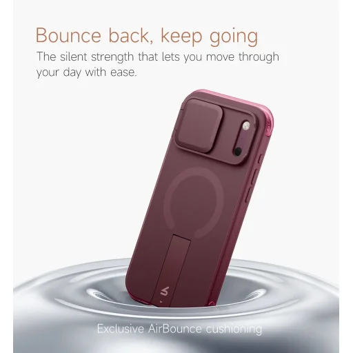 iPhone 18 Pro Max Suritch AirBounce Burgundy nárazuvzdorný kryt s ochranou fotoaparátu a stojanom - 5