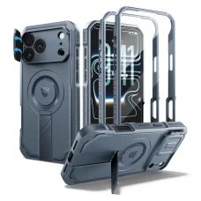 iPhone 18 Pro Max Dexnor Full Body nárazuvzdorné puzdro s vyklápacím krytom fotoaparátu, ochranou displeja a stojanom, kompatibilné s MagSafe, modré