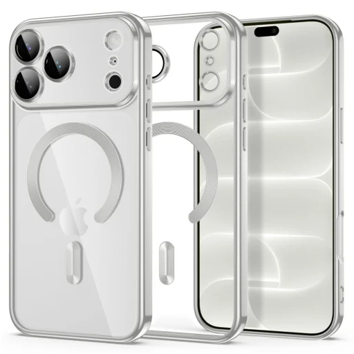  Apple iPhone 17 Pro Max / 18 Pro Max készülékhez való Tech-Protect MagFlex MagSafe tok, fényes ezüst - 1