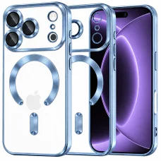 iPhone 18 Pro a iPhone 17 Pro Techsuit Luxury Crystal MagSafe priehľadné, svetlomodré puzdro