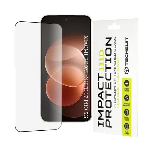  Xiaomi Redmi Note 17 Pro 5G / Redmi Note 17 Pro Max Techsuit 111D teljes felületen tapadó, fekete edzett üvegfólia - 1