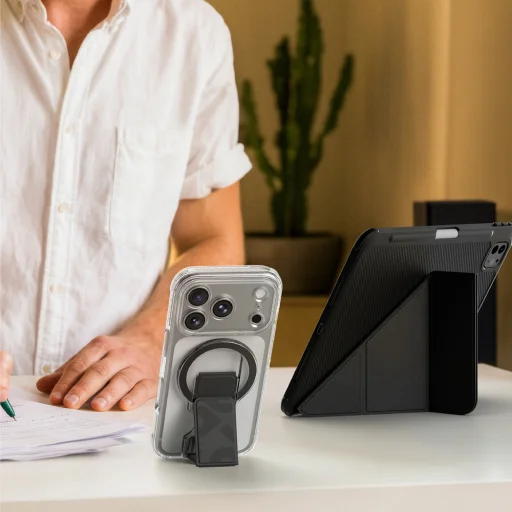  iPhone 18 Pro átlátszó tok AmazingThing Titan Pro Lens Stand Set mágneses tartóval - 10