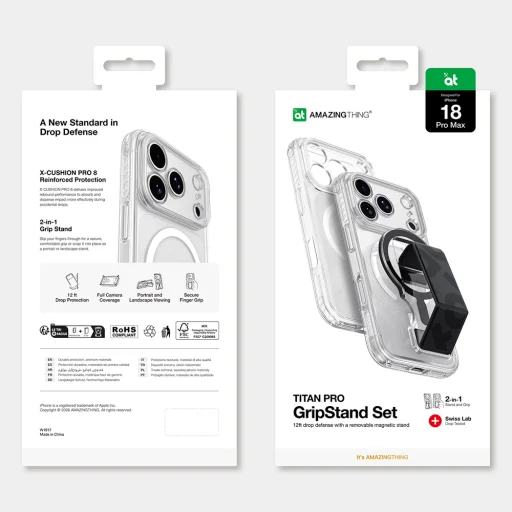 iPhone 18 Pro Max priehľadný kryt s magnetickým držiakom – AmazingThing Titan Pro Lens Stand Set - 12
