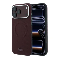  iPhone 18 Pro bordó Lacoste Petit Pique dombornyomott MagSafe tok