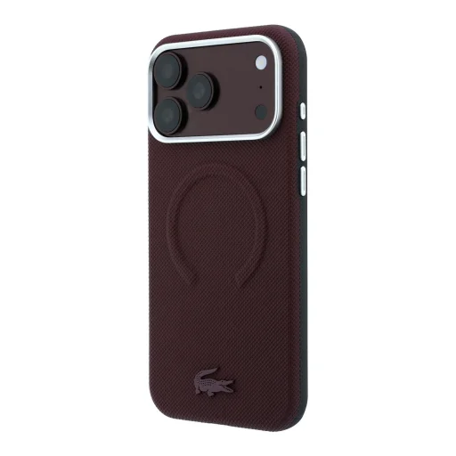  iPhone 18 Pro bordó Lacoste Petit Pique dombornyomott MagSafe tok - 2