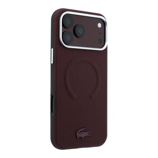 iPhone 18 Pro bordový Lacoste Petit Pique embosovaný MagSafe kryt - 4