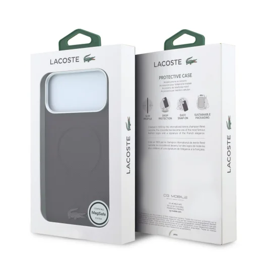  iPhone 18 Pro bordó Lacoste Petit Pique dombornyomott MagSafe tok - 7