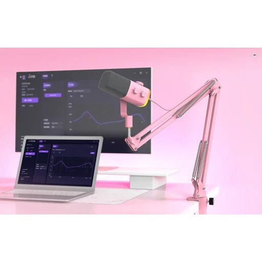 Fifine AmpliGame AM9T rózsaszín USB-s dinamikus mikrofon - 4