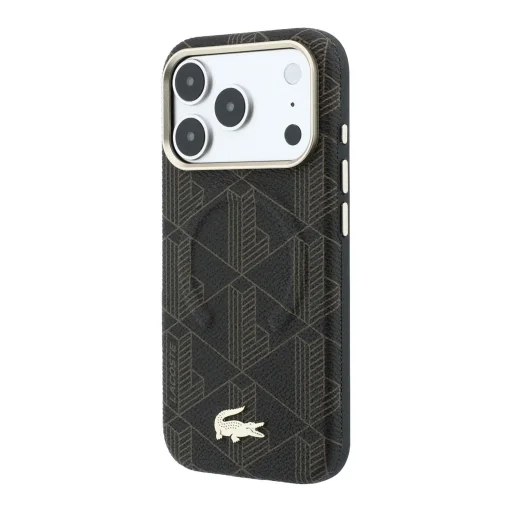  iPhone 18 Pro Lacoste részben körbefutó, dombornyomott PVC MagSafe tok, barna - 2