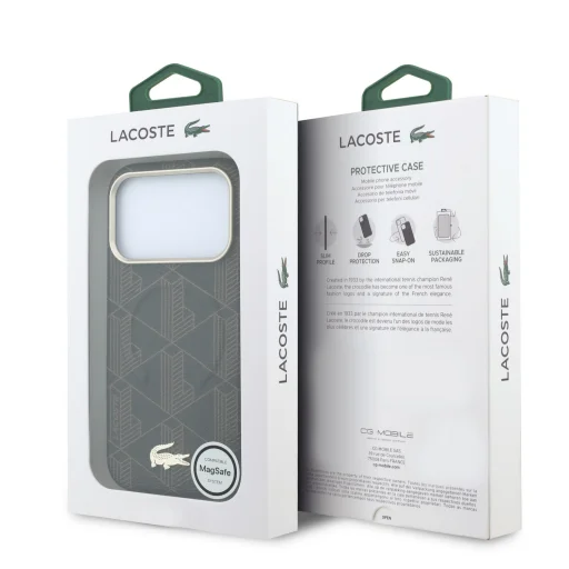  iPhone 18 Pro Lacoste részben körbefutó, dombornyomott PVC MagSafe tok, barna - 7