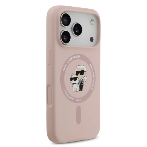 iPhone 18 Pro ružový Karl Lagerfeld Karl a Choupette tekutý silikónový MagSafe obal - 4