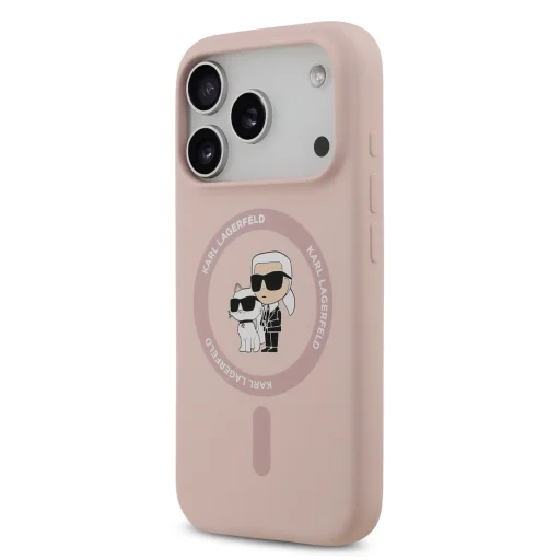 iPhone 18 Pro ružový Karl Lagerfeld Karl a Choupette tekutý silikónový MagSafe obal - 2