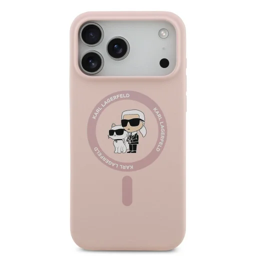  iPhone 18 Pro Max tok – Karl Lagerfeld Karl és Choupette, folyékony szilikon, MagSafe, rózsaszín - 3