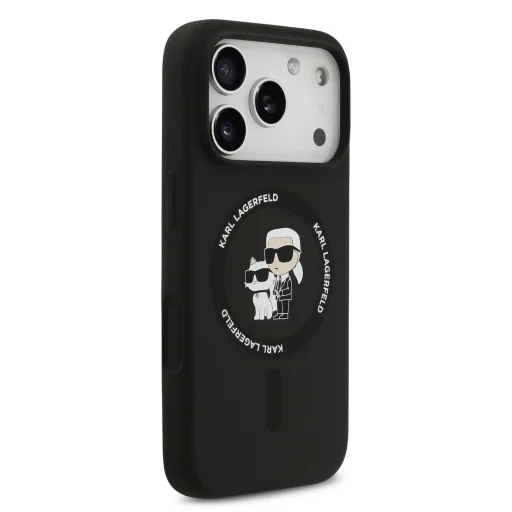iPhone 18 Pro Max čierny Karl Lagerfeld Karl a Choupette tekutý silikónový MagSafe kryt - 4