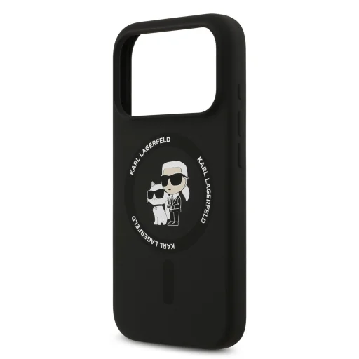  iPhone 18 Pro Max fekete Karl Lagerfeld Karl és Choupette folyékony szilikon MagSafe tok - 5