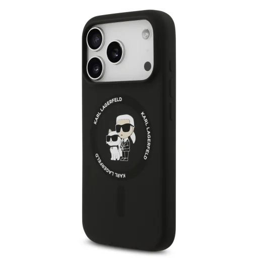 iPhone 18 Pro Max čierny Karl Lagerfeld Karl a Choupette tekutý silikónový MagSafe kryt - 2
