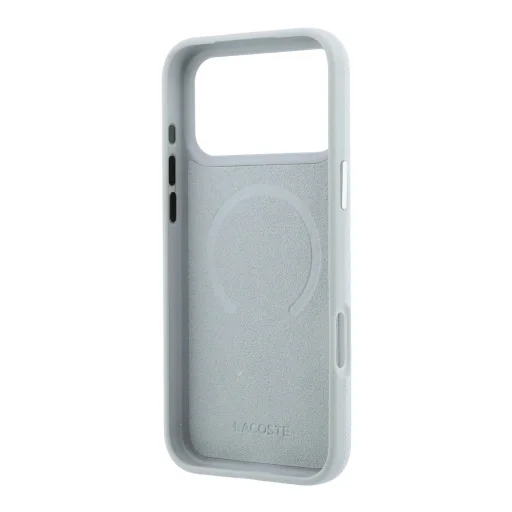  iPhone 18 Pro Max világosszürke Lacoste Petit Pique PVC tok gyűrűs támasztékkal, MagSafe-kompatibilis - 6