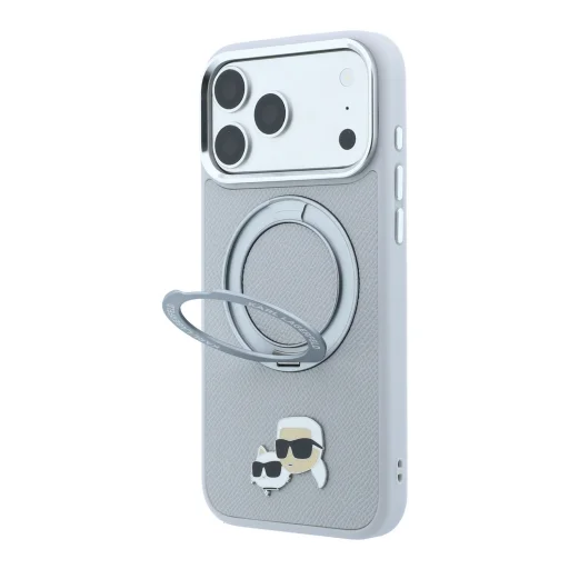  iPhone 18 Pro Max Karl Lagerfeld K&CH Heads MagSafe tok forgatható kitámasztóval, szürke - 2