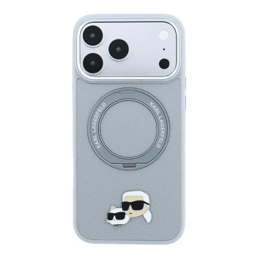  iPhone 18 Pro Max Karl Lagerfeld K&CH Heads MagSafe tok forgatható kitámasztóval, szürke - 3