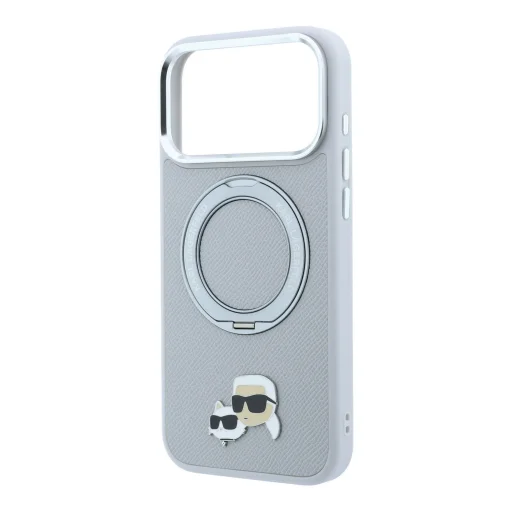  iPhone 18 Pro Max Karl Lagerfeld K&CH Heads MagSafe tok forgatható kitámasztóval, szürke - 5