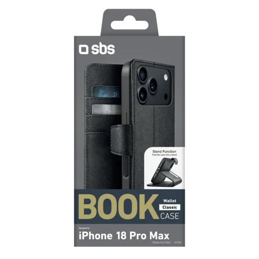 iPhone 18 Pro Max peňaženkové puzdro, SBS Wallet Classic, s funkciou stojana – čierne - 2