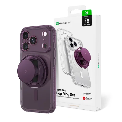 Kryt na iPhone 18 Pro Max – AmazingThing Titan Pro Pop Lens, kompatibilný s MagSafe, fialový - 1