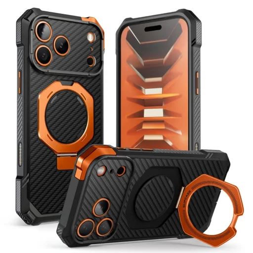 iPhone 18 Pro Max Supcase UB Grip Mag MagSafe puzdro z aramidových vlákien, čierno-oranžové - 1