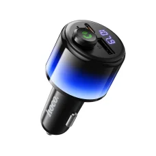Hoco E166 Bluetooth FM vysielač do auta, 2 × USB-A, USB-C, 42 W, čierny