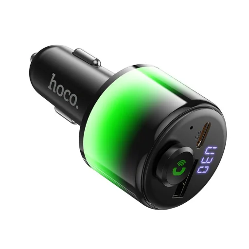 Hoco E166 Bluetooth FM vysielač do auta, 2 × USB-A, USB-C, 42 W, čierny - 2