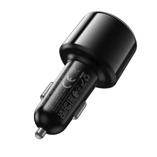 Hoco E166 Bluetooth FM vysielač do auta, 2 × USB-A, USB-C, 42 W, čierny - 6