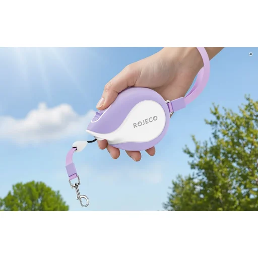 Rojeco Mini Pet 3 m samonavíjacie vodítko, fialové - 2