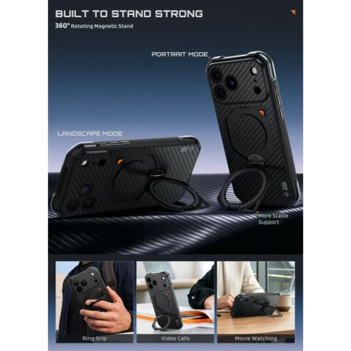  iPhone 17 Pro Max / 18 Pro Max fekete Supcase UB Aero MagSafe aramidszálas tok - 5