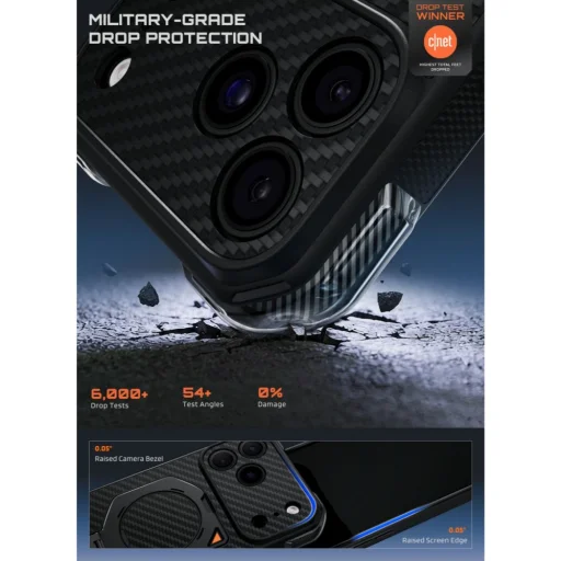  iPhone 17 Pro Max / 18 Pro Max fekete Supcase UB Aero MagSafe aramidszálas tok - 4
