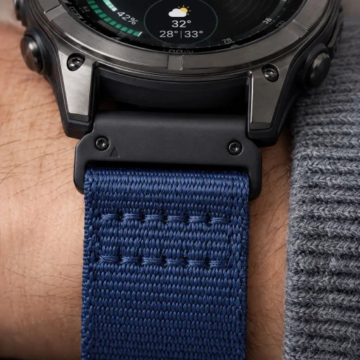 Tmavomodrý nylonový remienok Tech-Protect Nylon Classic pre hodinky Garmin Fenix 5X / 5X Plus / 6X / 6X Pro / 7X / 8 / 8 Pro / 9 / 9 Pro (47 mm) - 7