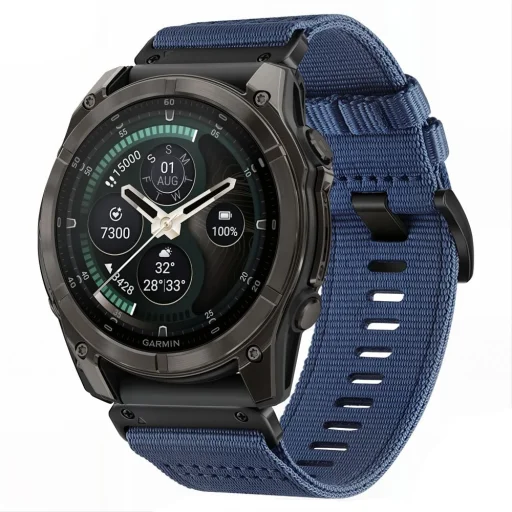  Garmin Fenix 5X / 5X Plus / 6X / 6X Pro / 7X / 8 / 8 Pro / 9 / 9 Pro (51 mm) Tech-Protect Nylon Classic sötétkék óraszíj - 1